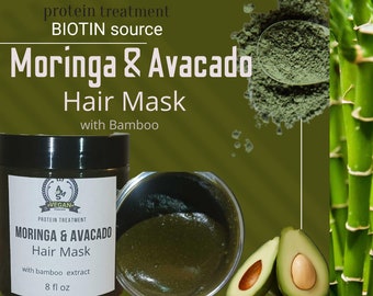 Moringa & Avacado Hair Mask with Bamboo |  Protein Treatment |  Biotin Source | Softer and Shinier hair after one use