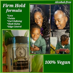 Bamboo Gel for Locs, Curls, and Styling by AMS Vegan Haircare | loaded with Vitamins & Silica for stronger hair