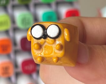 Cute Jake Keycap, + Adventure Time Inspired Art + Handmade Kawaii Clay Keycap, Handmade Keycaps for Mechanical Keyboard