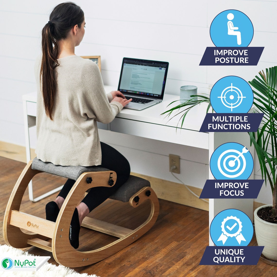 NYPOT Premium Ergonomic Kneeling Chair Adjustable Rocking Etsy