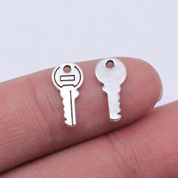 Lot of 10 Miniature 1:6 Scale Mini Silver Keys for Dolls - Tiny House and Car Keys