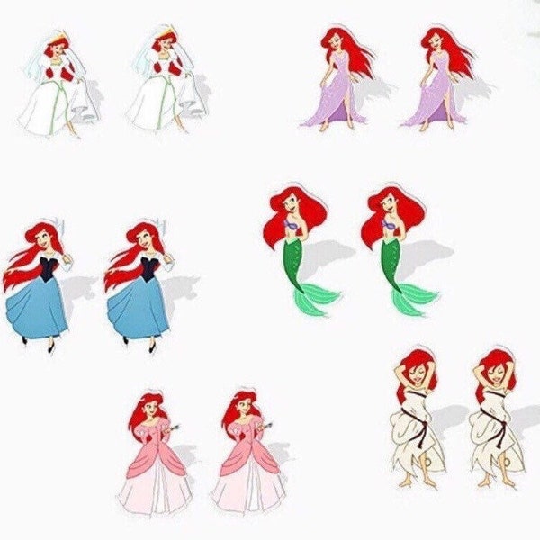 Ariel The Little Mermaid Original Movie Dress Epoxy Stud Earrings