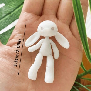 Rabbit Doll 3D Printed Resin Bunny doll Miniature Ball Jointed BJD Unpainted White - FREE SHIPPING