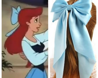 Blue Ariel Cosplay Large French Big Bow Hair Clip - The Little Mermaid Disney Bounding Accessory