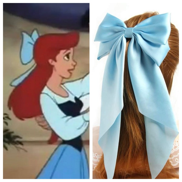 Blue Ariel Cosplay Large French Big Bow Hair Clip - The Little Mermaid Disney Bounding Accessory