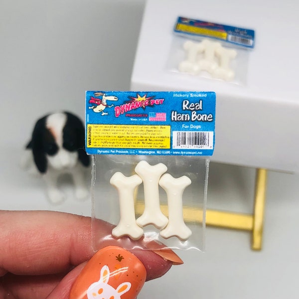 Miniature Dollhouse Pack of Ham Bones Dog Treats - 1:6 Scale Pets for Dolls
