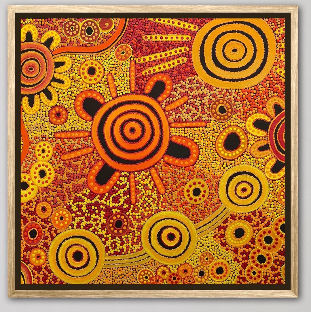 Family Gathering oranges Aboriginal Art Print Etsy