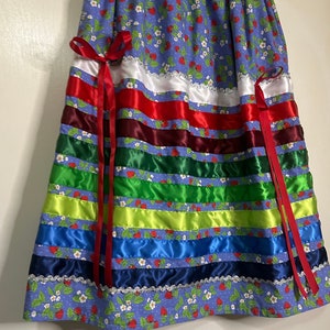 Blue Strawberry Ribbon Skirt With Pockets - Made to Order