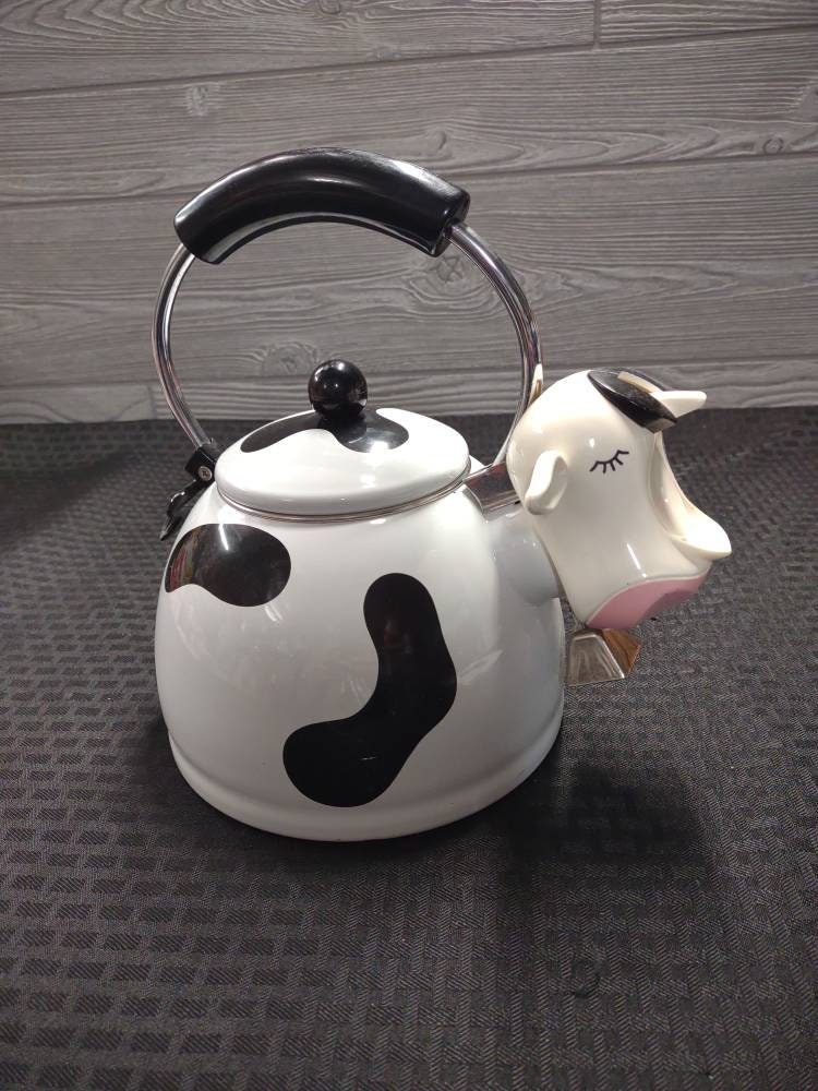 Vintage 1992 M. Kamenstein Cow Whistling Kettle Stove Top Tea Pot