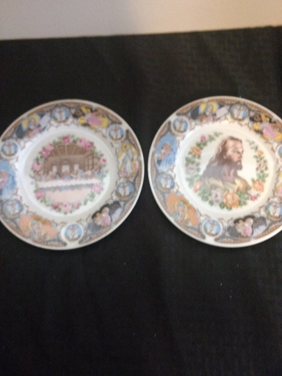 Vintage Pair of Religious Plates Etsy