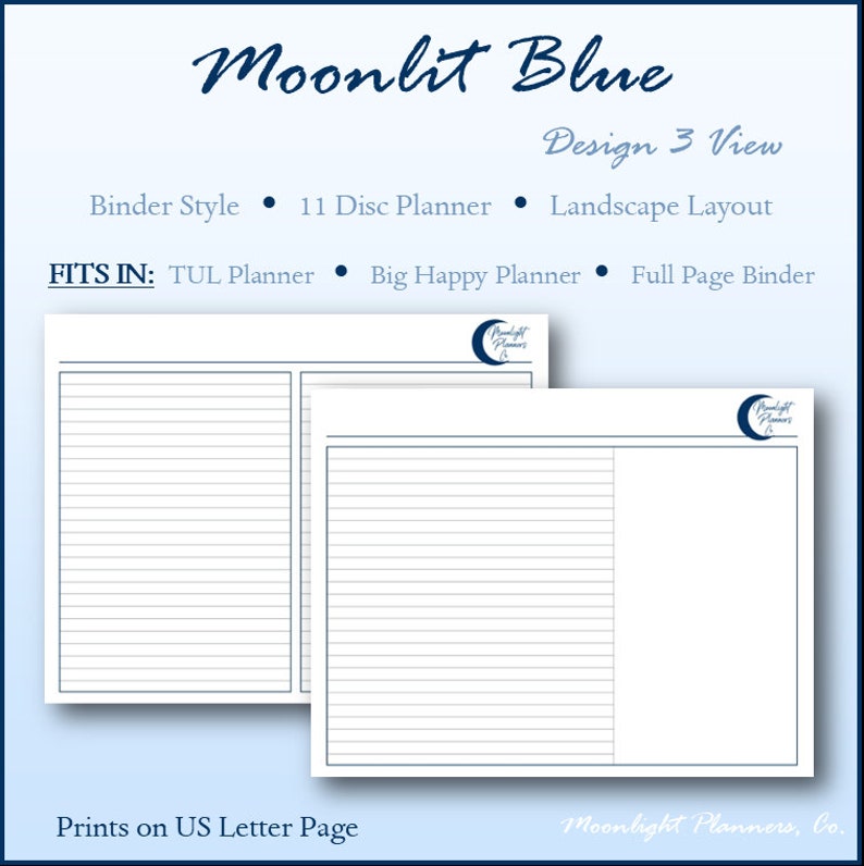 Tul Planner Pages Discs PDF Line Paper Lined Stationery - Etsy