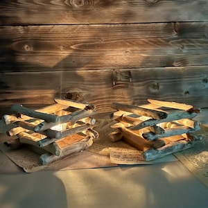 Driftwood tealight holder set of 2 with glass 15 cm. Tealight tealight holder natural