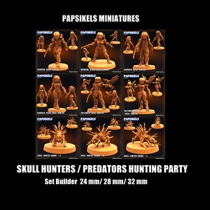 Sci-fi Papsikels Miniatures Skull Hunter Hunting Party / Alien Hunter / Berserker / War Hound / RPG / 1:72 / 28 mm / 32 mm / 3d Print