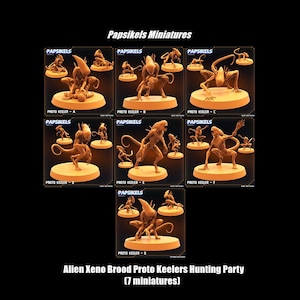 Papsikels Sci-fi Alien Xeno Brood Gigerian Proto Keeler Hunting party / Xenos / Alien warrior / 3d print / Tabletop / RPG / 28 mm / 32 mm
