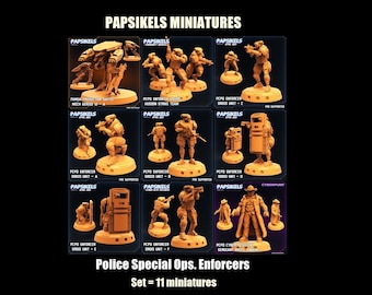 Papsikels miniatures | Sci-Fi Police Droid Spec Ops Enforcers | Robot de combat | Miniatures de jeu de guerre RPG de table imprimées en 3D | 1:72 28 mm 32 mm