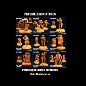 Papsikels Miniaturas Sci-fi Polícia Droide Spec. Ops. Enforcers / Cyberpunk / Corpo Cop / Impressão 3D / Mesa / RPG / 1:72 / 28 mm / 32 mm