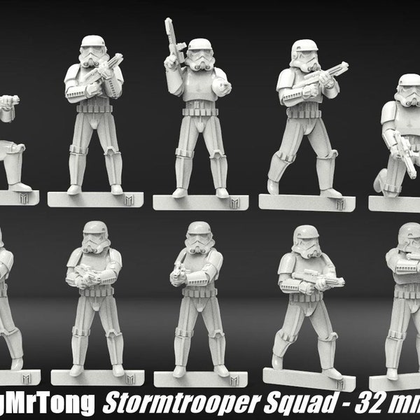 Sci-fi Imperial Space Soldaten Stormtroopers Squad (Set= 10 Miniaturen) 32 mm - Legionskompatibel / Tabletop / 3d Druck / 28 mm / 1:72