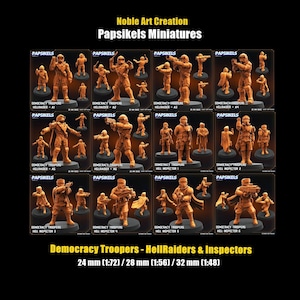 Papsikels-miniaturen | Democracy Troopers Battle Squad | Hell Inspectors & Hellraiders | 3D-geprinte RPG voor op tafel | 1:72 28 mm 32 mm