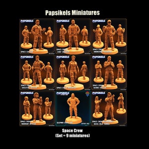 Papsikels Miniatures Sci-fi Space Crew / Starship Crew / Human Spaceship Crew /  Civilians / Tabletop / RPG / Wargame / 28 mm / 32 mm / 1:72
