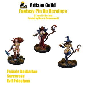 Artisan Guild Pro painted Fantasy Heroines / Pin Up Miniatures / Hand painted tabletop miniatures / RPG miniature / 3D Print / 32mm (1:48)