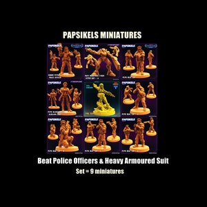 Papsikels Miniaturas Sci-fi Policiais Bater Policiais e armadura pesada / Cyberpunk / Corpo Cop / Impressão 3D / RPG / 1:72 / 28 mm / 32 mm