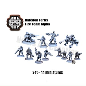 Print Minis Sci-fi Kaledon Fortis Fire Team Alpha / Stormtroopers / Soldiers / Marines / Tabletop / RPG / 1:72 / 28 mm / 32 mm / 3D Print