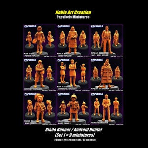 Papsikels Miniatures Sci-fi Android Hunter (Set = 9 miniatures) / Dark Future RPG / Tabletop / Wargame miniature / 1:72 / 28 mm/ 32 mm