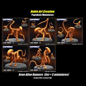 Papsikels Miniatures Sci-fi Xeno Runners (Set = 5 miniatures) / Monster/  Wargame / Board Game  / DnD / RPG / Tabletop / 28 mm / 32 mm