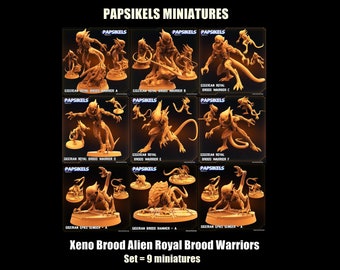Papsikels Miniatures | Sci-Fi Xeno Royal Brood Warriors | Gigerian Brood Rammer | 3D Printed Resin Miniature | Tabletop RPG | 28mm 32mm