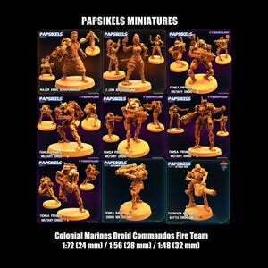 Papsikels Miniatures | Sci-Fi Colonial Marines Droid Commandos Squad | Soldiers | 3D Printed Tabletop RPG Wargame Miniature | 1:72 28mm 32mm