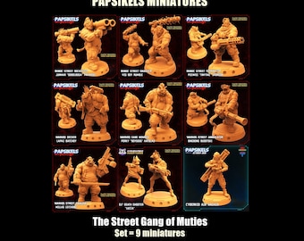 Papsikels miniatures | Gang de rue de métahumains de science-fiction | Mutants Hors-la-loi | Miniatures de jeu de guerre RPG de table imprimées en 3D | 1:72 28 mm 32 mm
