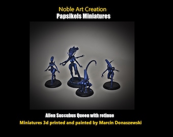 Papsikels Miniatures Pro geschilderde Sci-fi Alien Succubus Queen met gevolg / Pro geschilderde miniatuur / Geschilderd tafelblad miniatuur / 28 mm