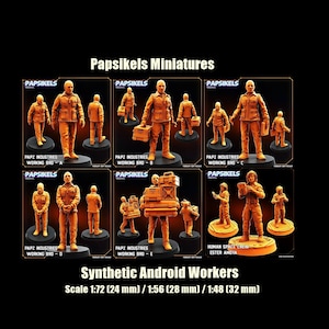 Papsikels Sci-fi Synthetic Androids Workers / PAPZ Industries Working bro / Miniature da tavolo / Wargame / RPG / DnD / 28 mm / 32 mm / 1:72