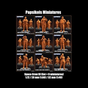 Papsikels Miniatures Sci-fi Space Crew 3 / Starship Crew / Human Spaceship Crew / Civilians / Tabletop RPG / 3D Print / 28 mm / 32 mm / 1:72