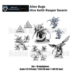 Wild Mesh Sci fi Alien Hive Kelth - Reaper Swarm / Alien Bugs / RPG / Tabletop miniatures / Wargame / 1:72 / 28 mm / 32 mm / 3D Print