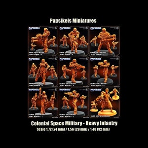 Papsikels Miniatures Sci-fi Dropship Troopers Squad / Heavy Infantry / Soldiers / Marines / Tabletop / Wargame / RPG / 28 mm / 32 mm / 1:72