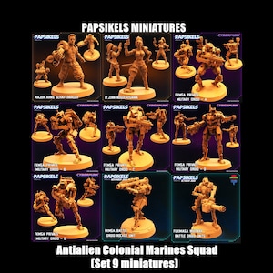 Papsikels Miniatures Sci-fi Colonial Antialien Fire Team / Droids / Marines / Troopers / Cyborgs /Tabletop / RPG / 28 mm / 32 mm / 1:72