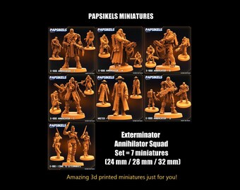 Papsikels miniatures | Escouade d'annihilateurs d'exterminateurs de science-fiction | Robots-Machines | Miniatures de jeu de guerre RPG de table imprimées en 3D | 1:72 28 mm 32 mm