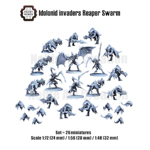Print Minis Idolonids Invaders Reaper Swarm / Xeno Aliens / Sci-fi Monster / Tabletop / RPG / Kriegsspiel / 1:72 / 28 mm / 32 mm / 3D Druck