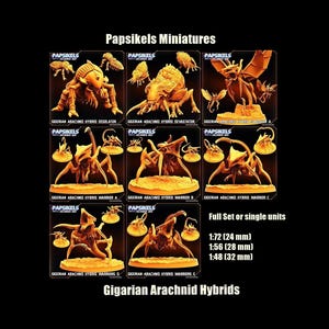 Papsikels Miniatures | Gigarian Arachnid Hybrids | Alien Bugs Xenos Aliens | 3D Printed Tabletop RPG Wargame Miniatures | 1:72 28mm 32mm
