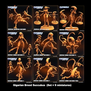 Papsikels Aliens Gigerian Brood Succubus (Set = 9 miniatures)/ Succubus Queen / Gigerian Succubus / Escorpion / Pusa / Tabletop Rpg Wargame