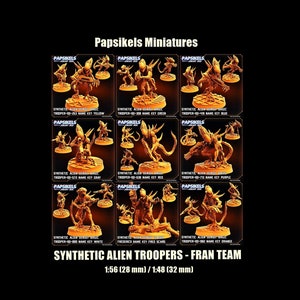 Papsikels Synthetic Aliens Troopers Fran team / Androidi / Miniature da tavolo / Wargame / DnD / RPG / 28 mm / 32 mm