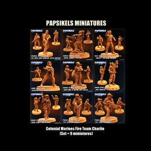 Papsikels Miniatures Sci-fi Colonial Marines Fire Team Charlie / Star Soldiers / Marines / Tabletop / RPG / 3d print / 28 mm / 32 mm / 1:72