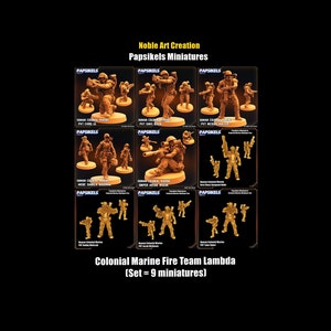 Papsikels Miniatures Sci-fi Colonial Marines Fire Team Lambda / Space Soldiers / Marines / Troopers / Sur table / RPG / 1:72 / 28 mm / 32 mm
