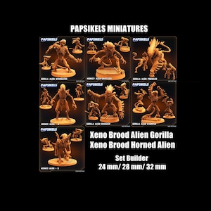 Miniature Papsikels Sci-fi Gorilla Alien / Xeno Alien / Horned Alien / Miniature da tavolo / Stampa 3D / Papsikels / 1:72 / 28 mm / 32 mm