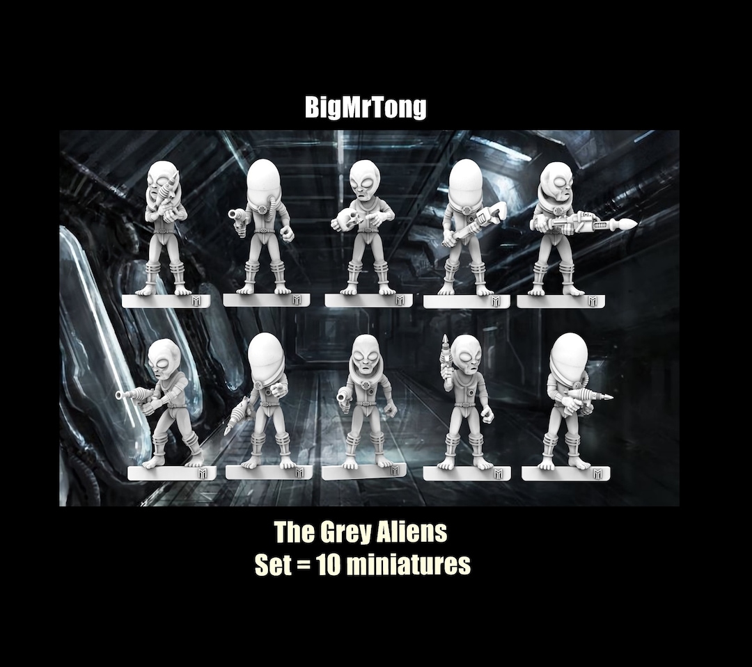 Sci-fi UFO Grey Aliens Squad / Grey Alien (set= 10