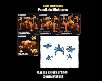 Papsikels Miniatures | Drony Sci-Fi Exterminator Plasma Killer Drones Squad | Łowcy Ludzi | Gra bitewna RPG drukowana w 3D | 1:72 28 mm 32 mm
