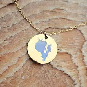 Collier en or Sebago Lake, cadeau Sebago Lake, cadeau pour maman, cadeau pour amoureux du lac, Sebago Lake Maine, collier Sebago Lake, collier Sebago