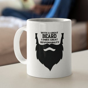 Beard Mug,  New Beard New Me Mug, Beard mug beard cup With great beard comes great responsibility mug -  (11oz) JW Mug, Beard Gift