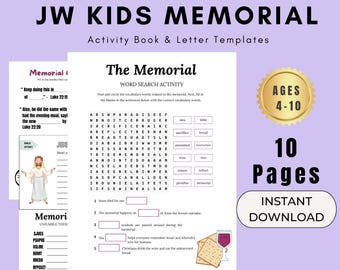 JW Kids Printable Memorial 2026 Worksheets, Kids Memorial Invites, Kids Memorial Activities, JW Memorial Activities for Family Worship